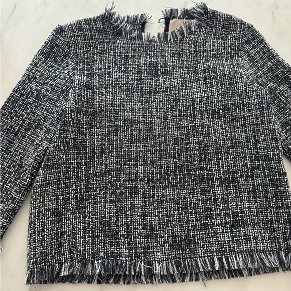 Rebecca Taylor- Black and White Tweed Longsleeve Blouse - Picture 6 of 6